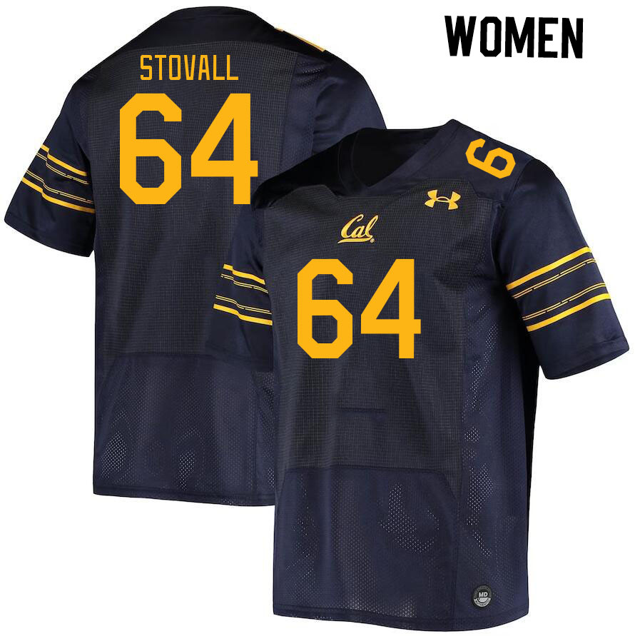 Women #64 Joshua Stovall California Golden Bears College Football Jerseys Stitched Sale-Navy - Click Image to Close